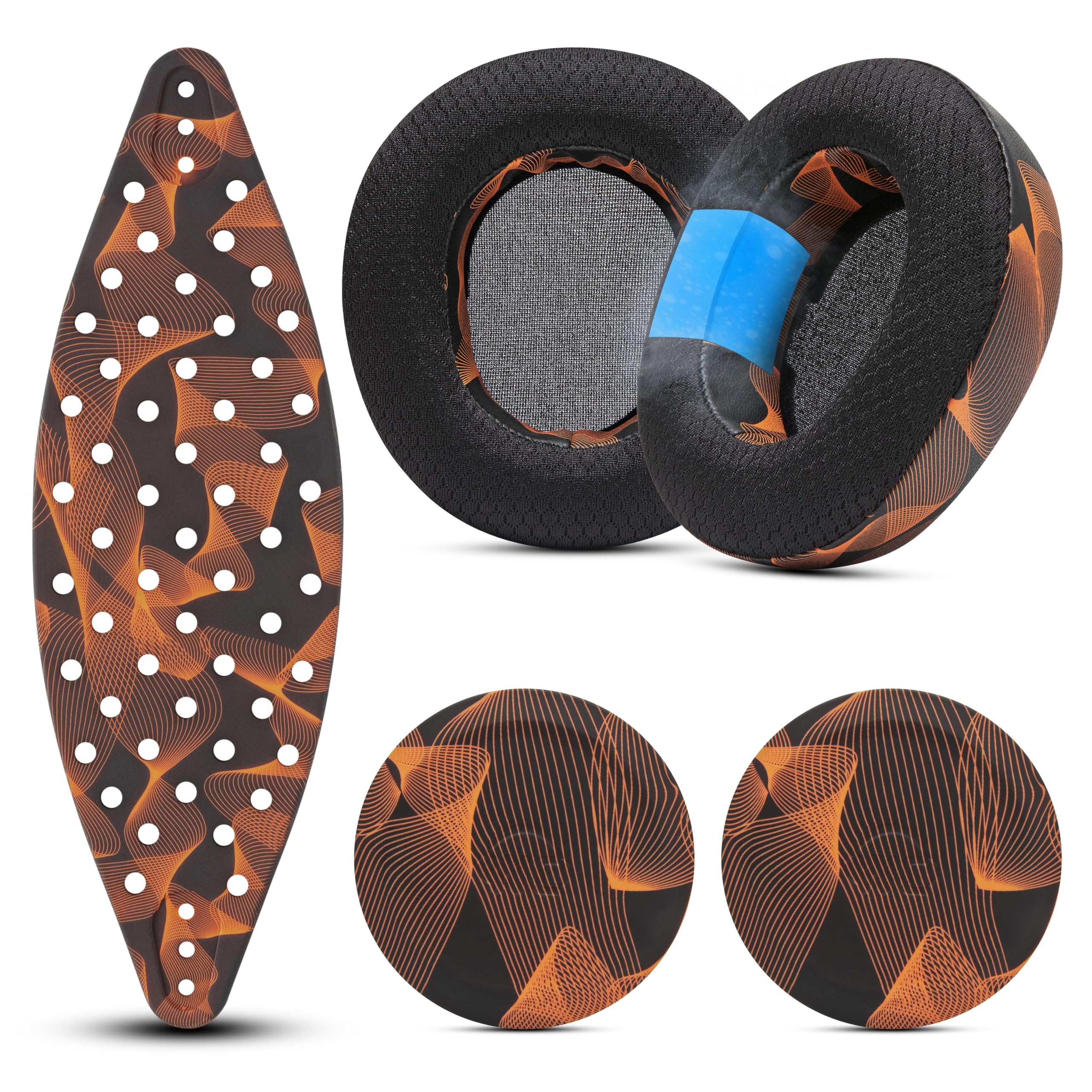 WC Mod Kit V2 Nova Pro Wireless, Pro Omni & Elite – Ohrpolster & Kopfband | Von Wicked Cushions | Inkl. Seitenplatten. Für Arctis Nova Pro Wireless, Elite & Pro Omni | Kinetic Wave