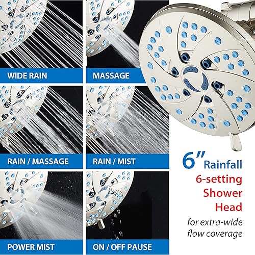 Miniatura 9 de Aquassage 5 en 1 de AquaCare - Cabezal de ducha de alta presión de 76 modos, combinado, ducha de mano, cepillo corporal y cepillo de pelo en uno.