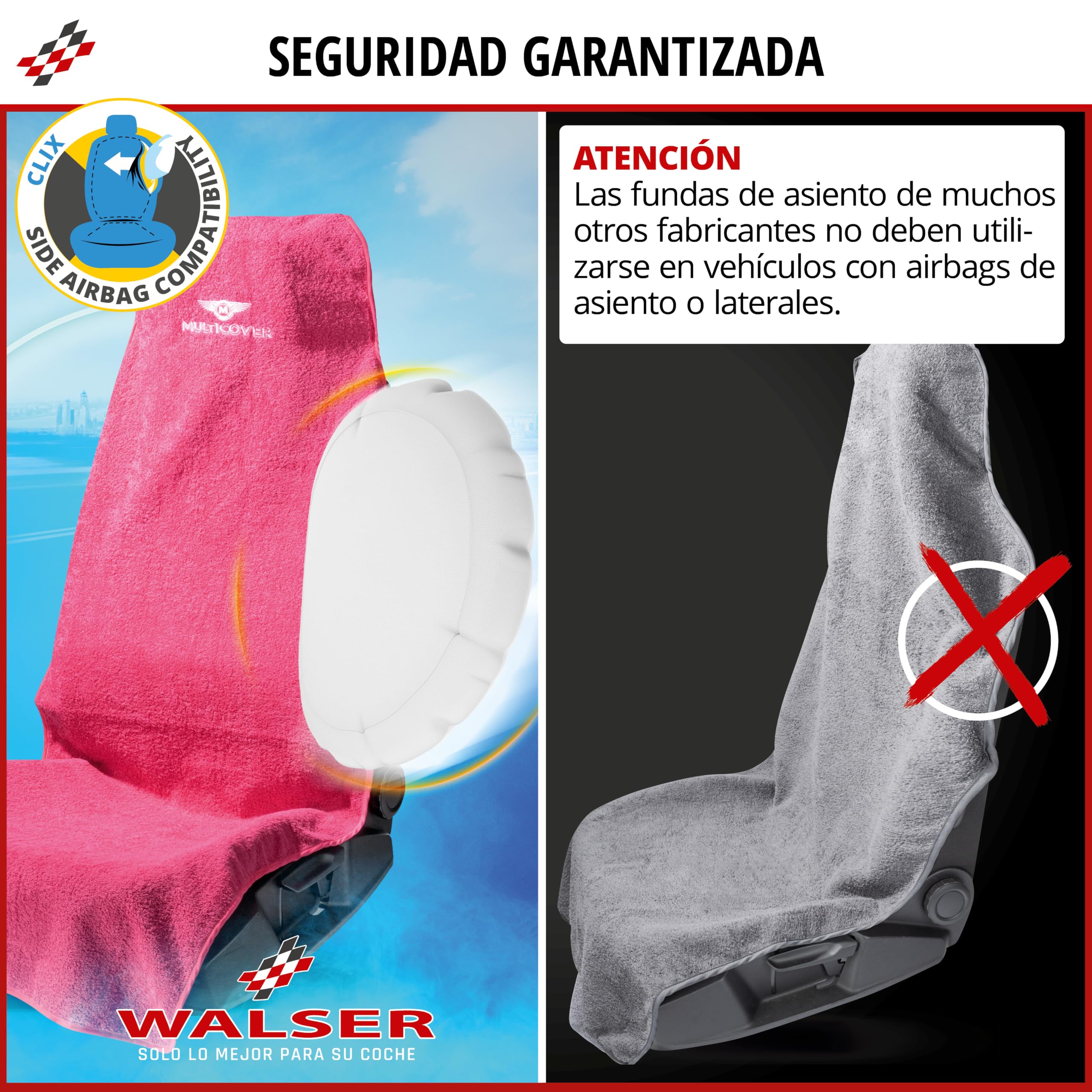WALSER funda de asiento Multicover, funda de asiento de coche universal, cubierta de plaza de coche lavable rosa