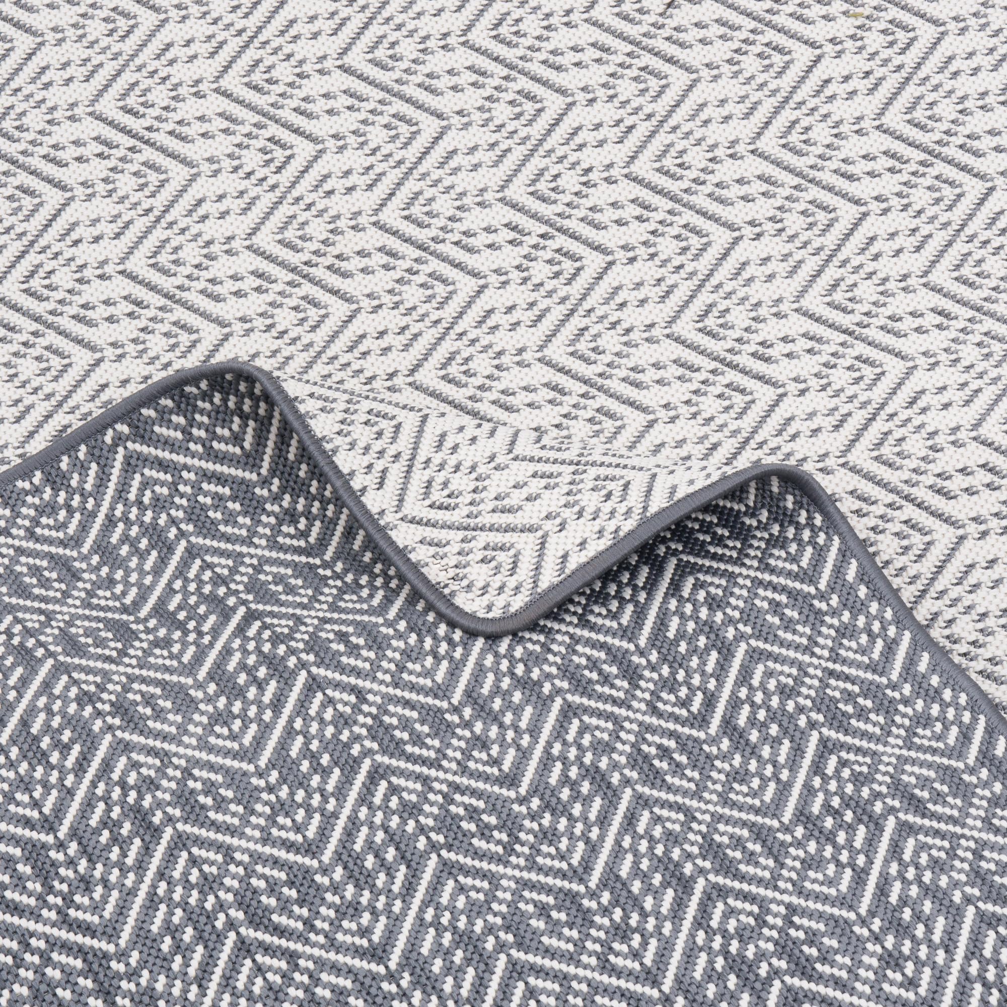 Snapstyle Tapis de Couloir intérieur-extérieur réversible Cape Cod Gris Trend, Résistant aux UV, Imperméable, Facile à Entretenir, Résistant, Idéal pour terrasse, Balcon, Couloir