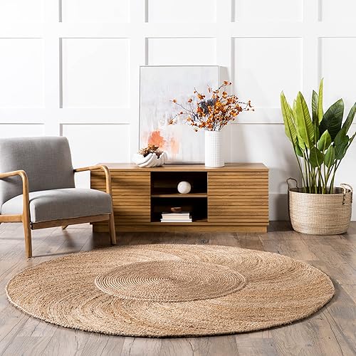 Miniatura 9 de nuLOOM Ainslie Farmhouse - Alfombra de yute para el sol, 6 pies, redonda, color natural