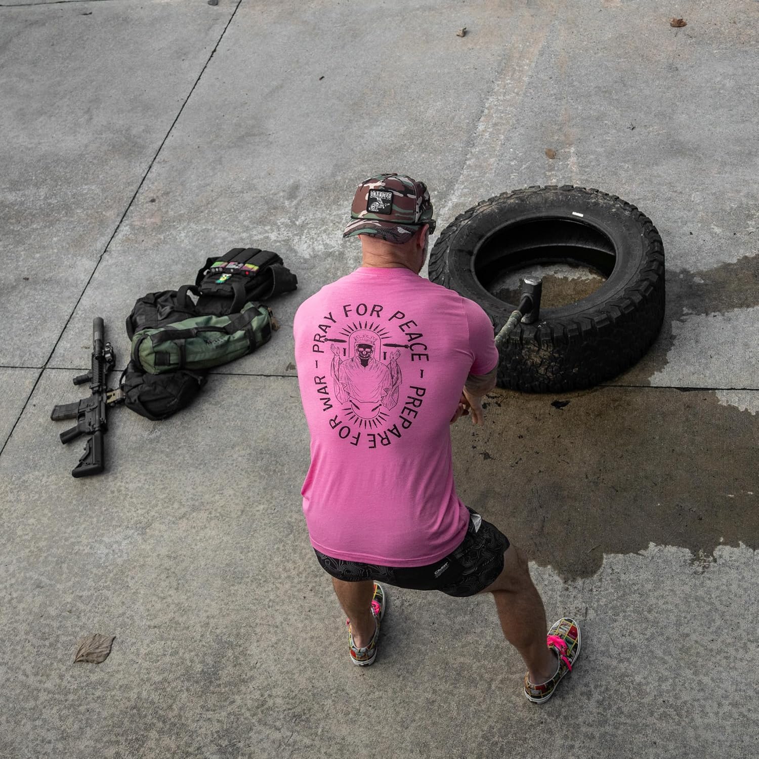 Combat Iron Men's Graphic T-Shirt | Pray for Peace, Prepare for War | Cotton-Poly Blend | Athletic Fit, Tagless Comfort