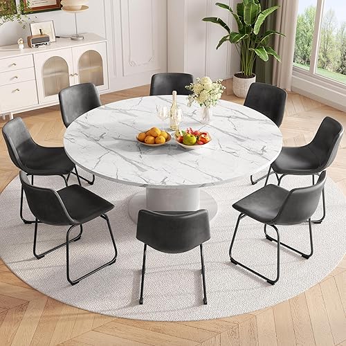 Miniatura 23 de Juego de 2 sillas de comedor, sillas de comedor sin brazos de piel sintética con respaldo, silla moderna de cocina comedor de 18 pulgadas con patas