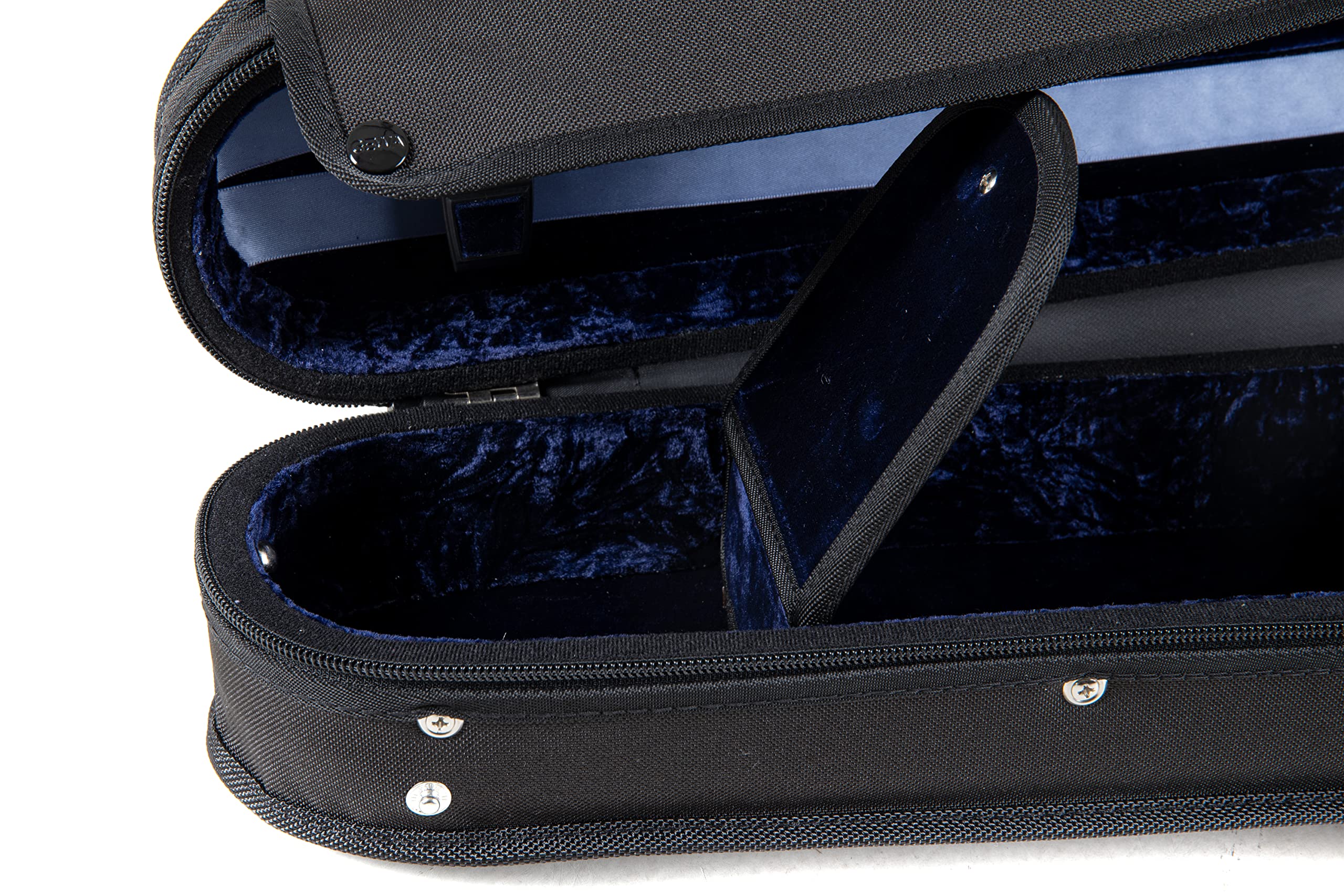 GEWA astuccio per violino sagomato 3/4 Liuteria Maestro - nero/blu - nucleo termico - Sistema di sospensione ammortizata - Rivestimento a vite idrorepellente - Serratura svizzera - Spallacci zaino