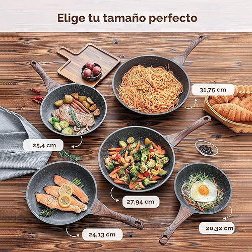 Miniatura 6 de SENSARTE - Sartén antiadherente para omelet, con revestimiento de granito suizo, sartén de chef de piedra saludable, sin PFOA, 12.5 pulgadas Gris