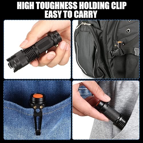 Miniatura 6 de Fumete Linterna LED de 20 piezas, mini linterna táctica de 3 modos, pequeña resistente al agua, luz de flash de bolsillo, foco ajustable para
