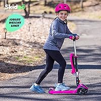Vista 30 de SKIDEE Kick Scooters for Kids Ages 3-5, Adjustable Height Foldable Scooter with Removable Seat, 3 LED Light Wheels, Rear Brake, Wide Standing Board