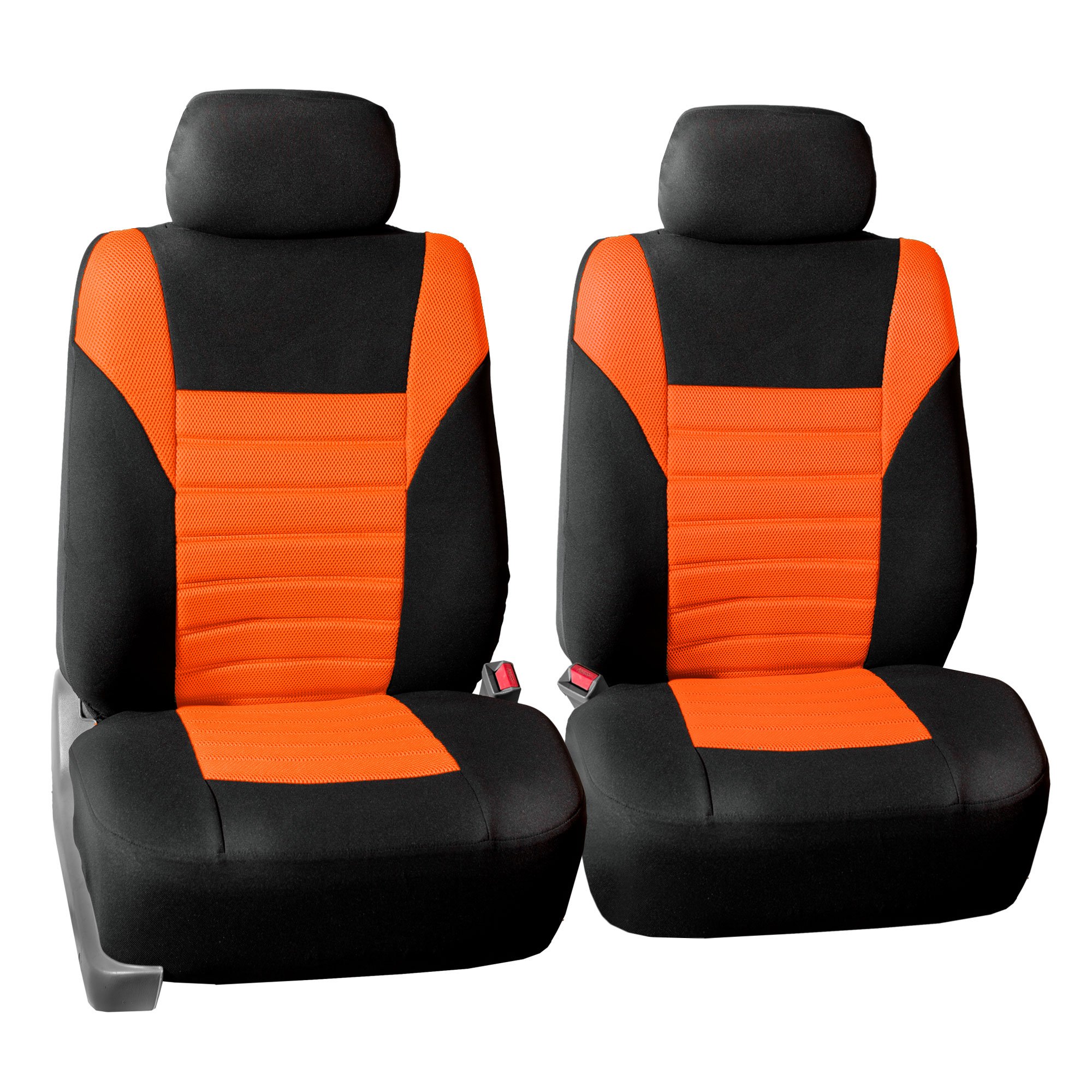 FH Group Front Set Premium 3D Air Mesh Car Seat Covers for Low Back Car Seats with Removable Headrest, Airbag Compatible, Universal Fit Seat Cover for SUV, Sedan, Van Orange
