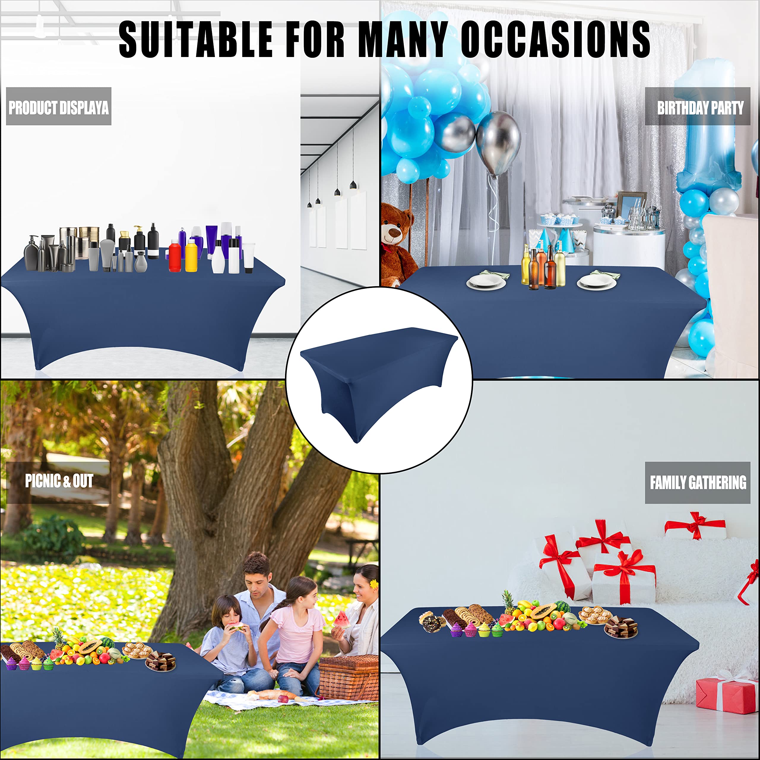 Nappe rectangulaire en élasthanne 1,8 m - Rouge extensible - Résistante aux plis - Pour terrasse, mariage, banquet - 183 x 76 x 76 cm (L x l x H