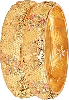 タッチストーンインディアンボリウッド手作りフローラルペイズリーメッシュワークエキゾチックミーナカリエナメルデザイナージュエリー厚手のブレスレットバングルカダ。 2個セット。女性用マルチトーン。