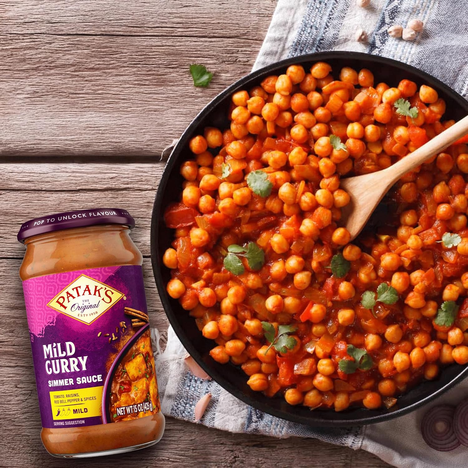 Patak’s Mild Curry Simmer Sauce - Coconut-Based Curry Sauce with Red Bell Peppers & Spices - Gluten-Free & Vegan Indian Mild Sauce - Perfect for Quick and Easy Curry Dishes - 15oz Jar (Pack of 3)