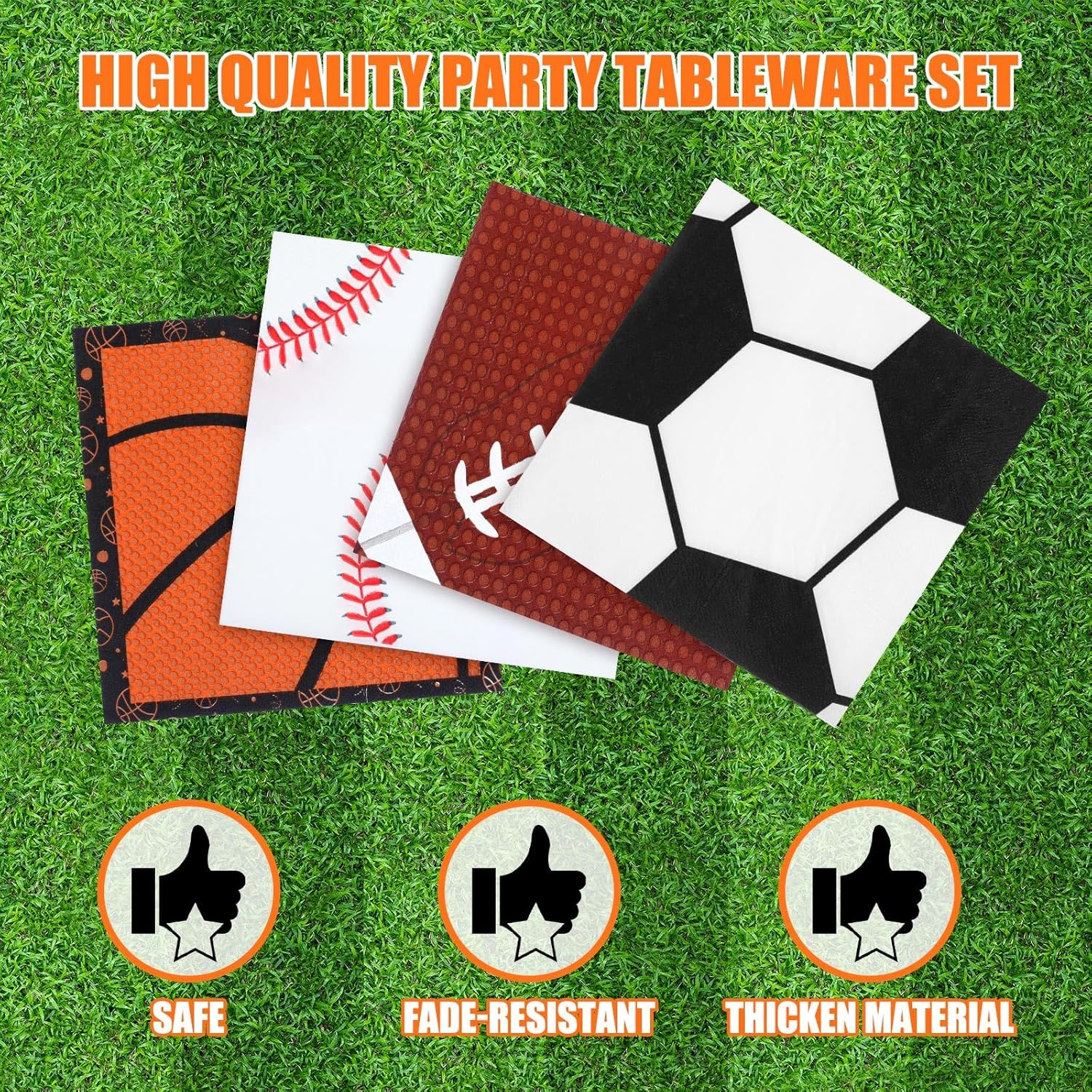 360 Pcs Sports Birthday Party Decorations Sports Party Plates and Napkins Dinnerware Set Football Baseball Soccer Basketball Disposable Paper Plates Napkins Forks for Boy Birthday Supplies