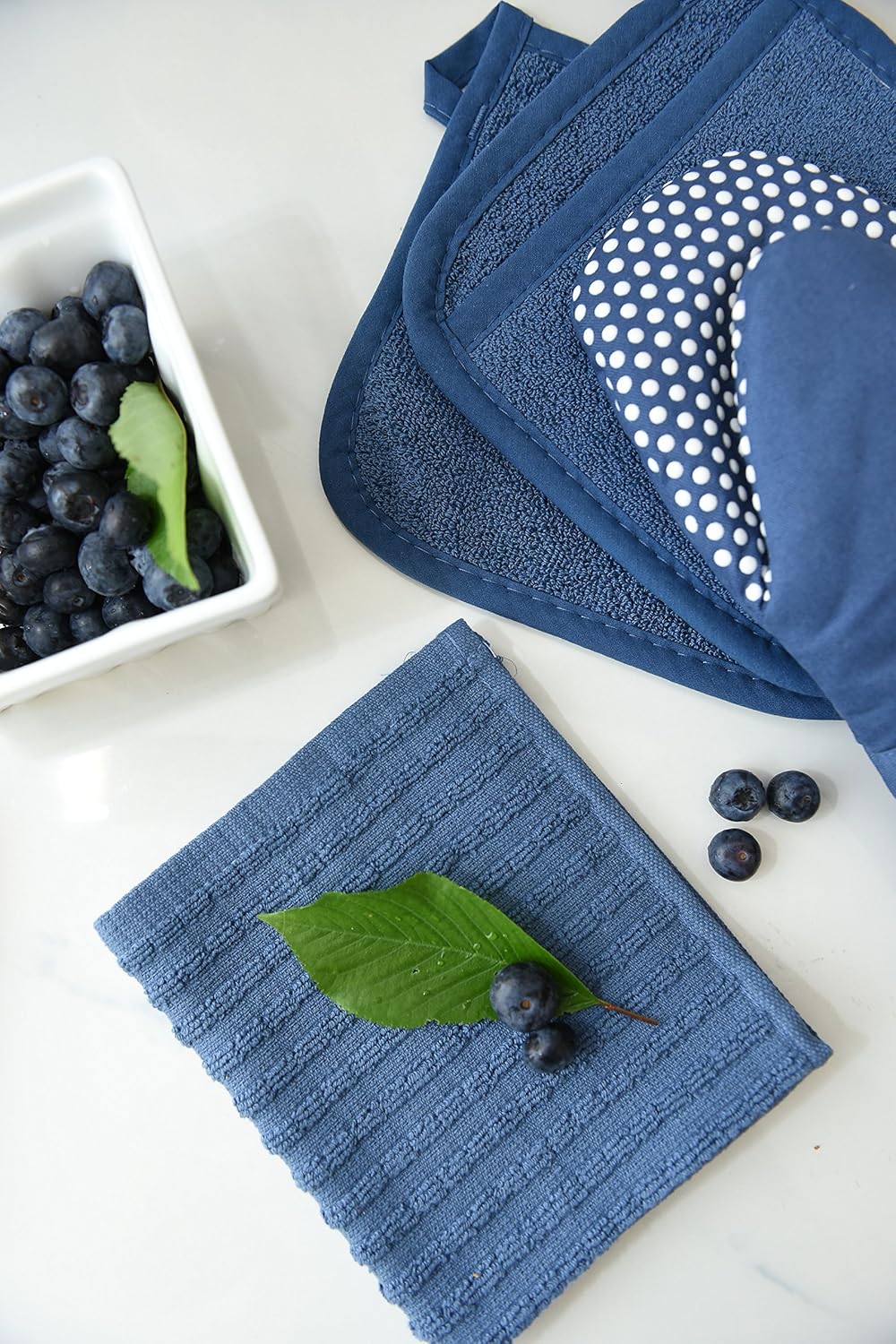 Ritz Royale Collection 100% Cotton Terry Cloth Pocket Mitt Set, Dual-Function Hot Pad / Pot Holder, 2-Piece, Federal Blue : Home & Kitchen