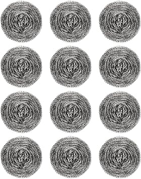 KTOJOY 12 Pcs Stainless Steel Wool Scrubber, Steel Wool Soap Pads, Steel Wool Scrubber forKitchens, Bathroom Cleaning Dishes Pans Pots Ovens Grills