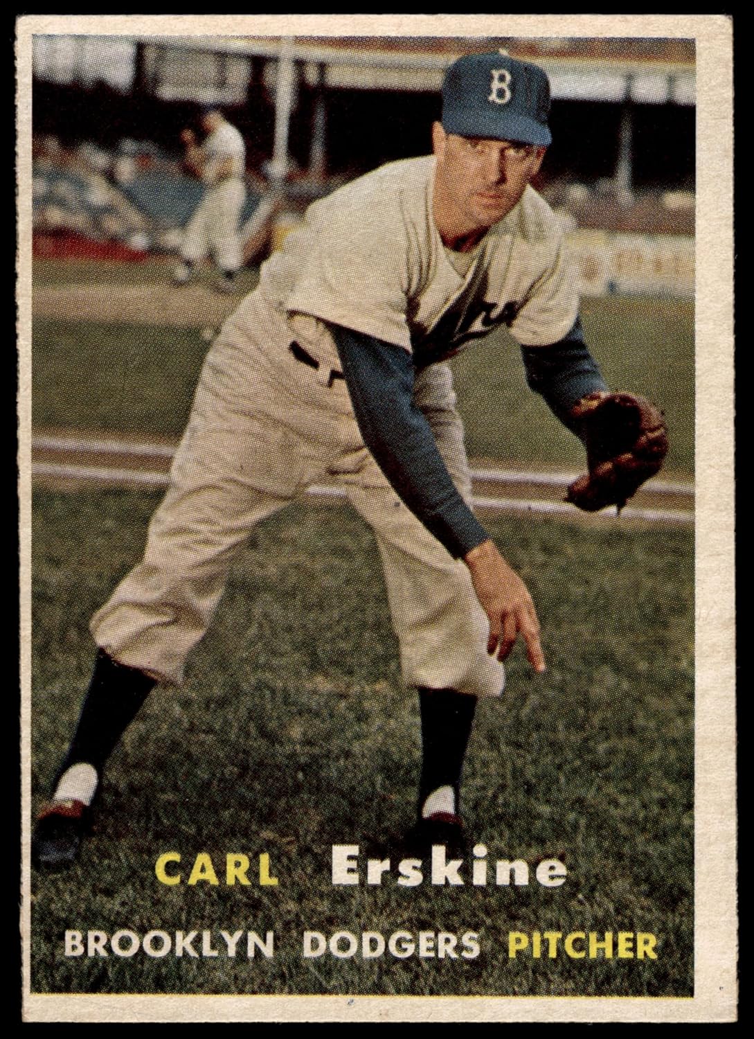 1957 Topps #252 Carl Erskine Brooklyn Dodgers (Baseball Card) EX Dodgers