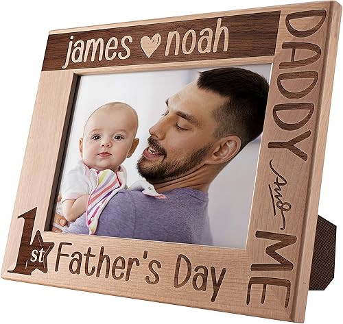1st Fathers Day Gifts for Dad, Personalized Daddy & Me Picture Frame with Names, 5X7, First Fathers Day Gifts from Baby Girl, First Time Dad Gifts