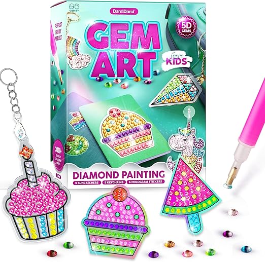 Diamond Art Kit for Kids - Gem Painting Arts & Crafts Kits for Ages 6-12, Gifts for 6, 7, 8, 9, 10, 11, 12 Year Old Boy & Girl - Girls Birthday Toys Gift Ideas - Craft Activities for Age 6+ Years