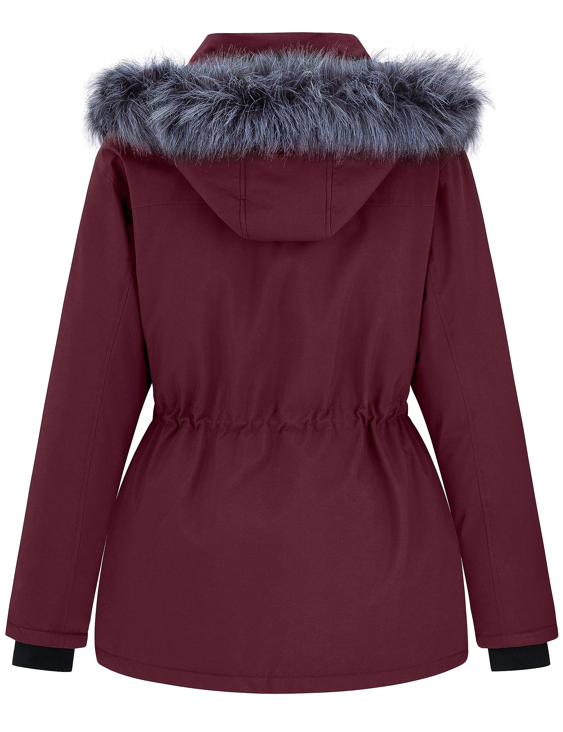 Wantdo Damen Winterjacke Übergröße Wasserdicht Warme Puffer Parka mit Abnehmbarer Kapuze