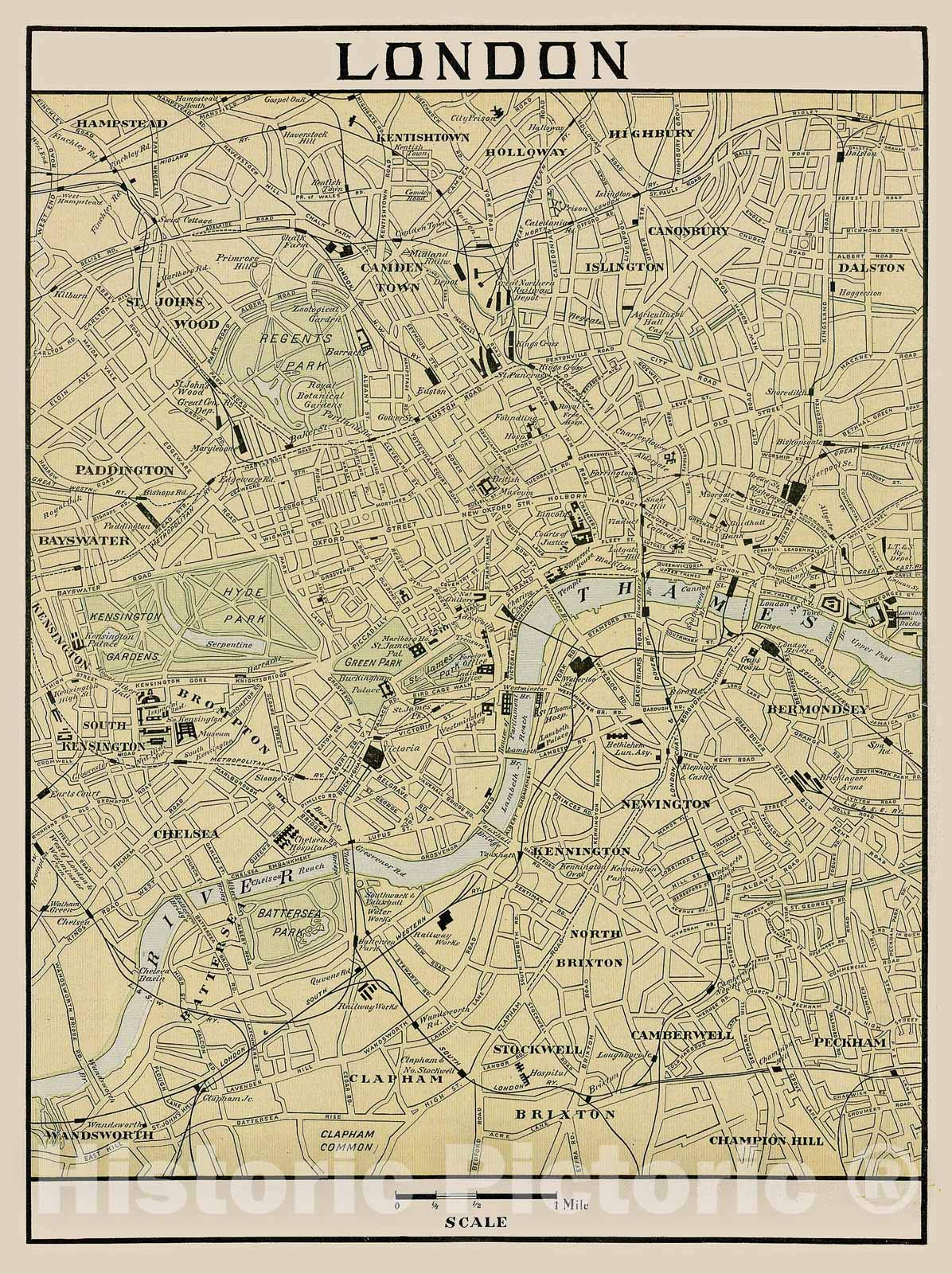 Amazon｜歴史的な地図 – ロンドン、1897、アノニマス – ヴィンテージ