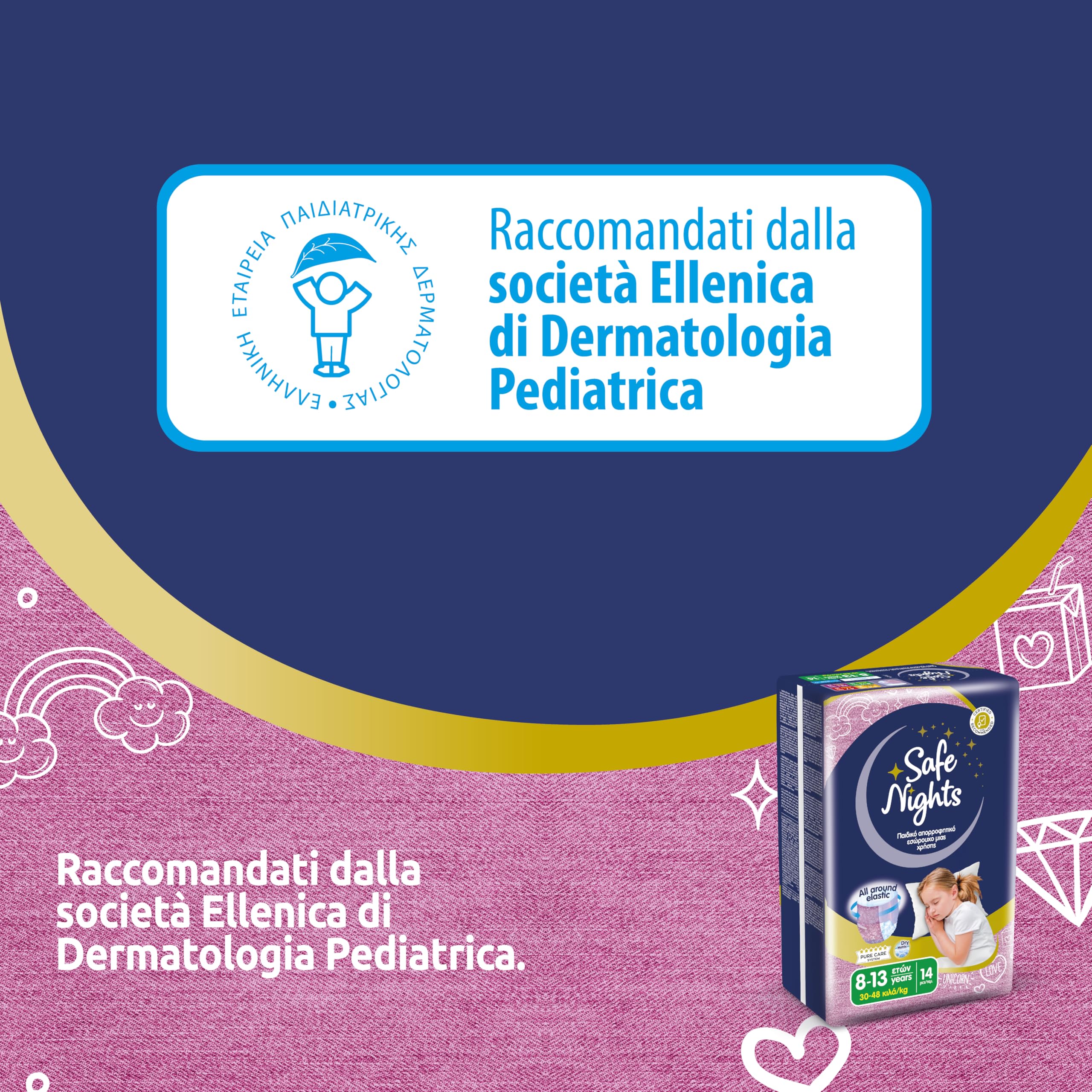 Babylino Safe Nights Girl Mutandina Assorbente Notte Bambina 8-13 anni 30-48kg 14 Unità