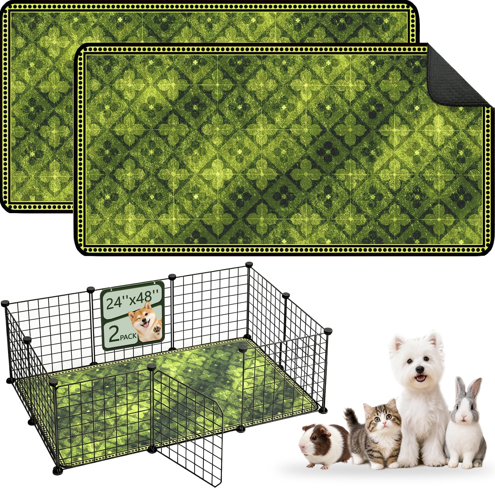 Washable Guinea Pig Pee Pads,Reusable Guinea Pig Cage Liner 2 Pack