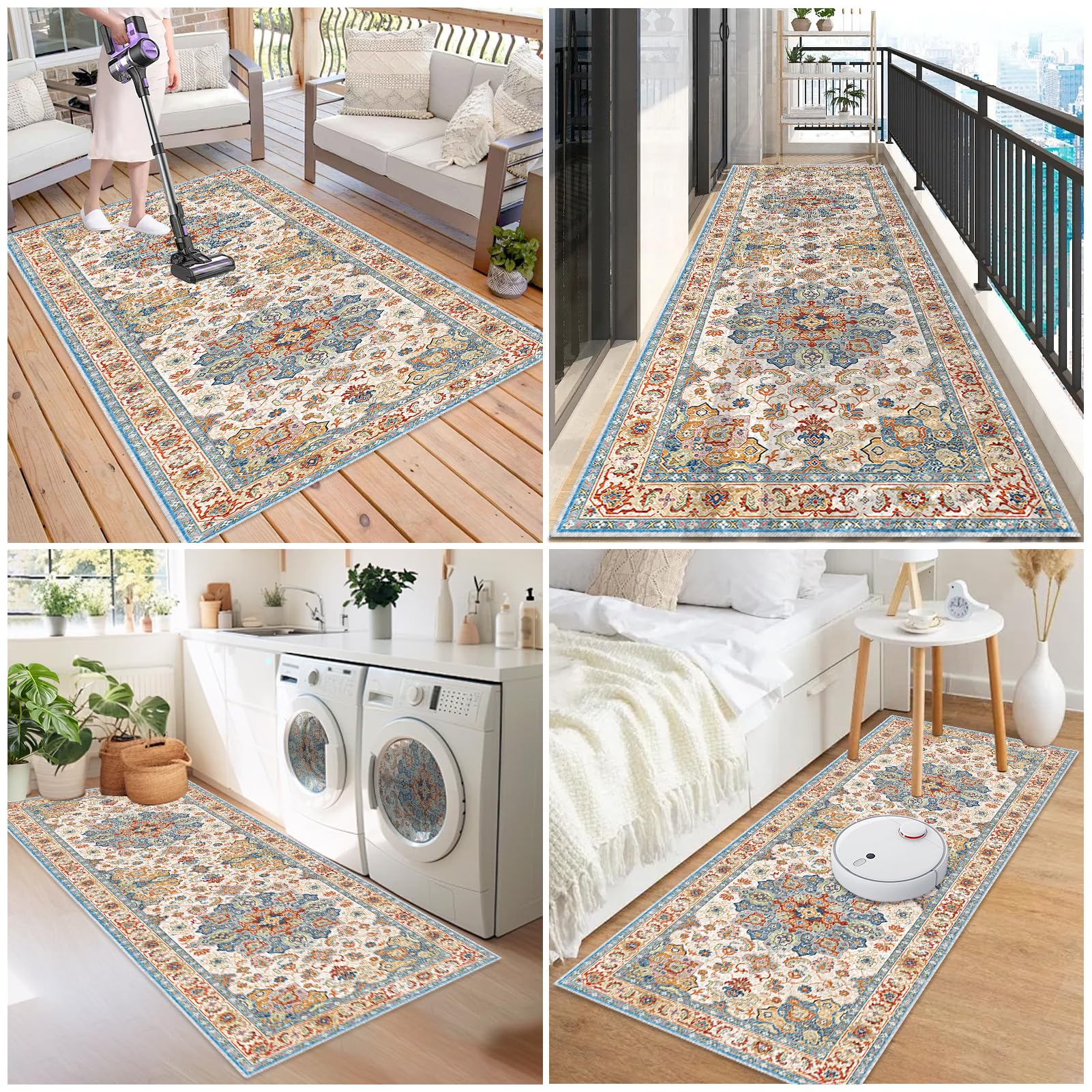 Tapis De Couloir Long 90x140 Cm - Antidérapant, Lavable En Machine - Pour Entrée, Salon, Cuisine, Salle De Bain