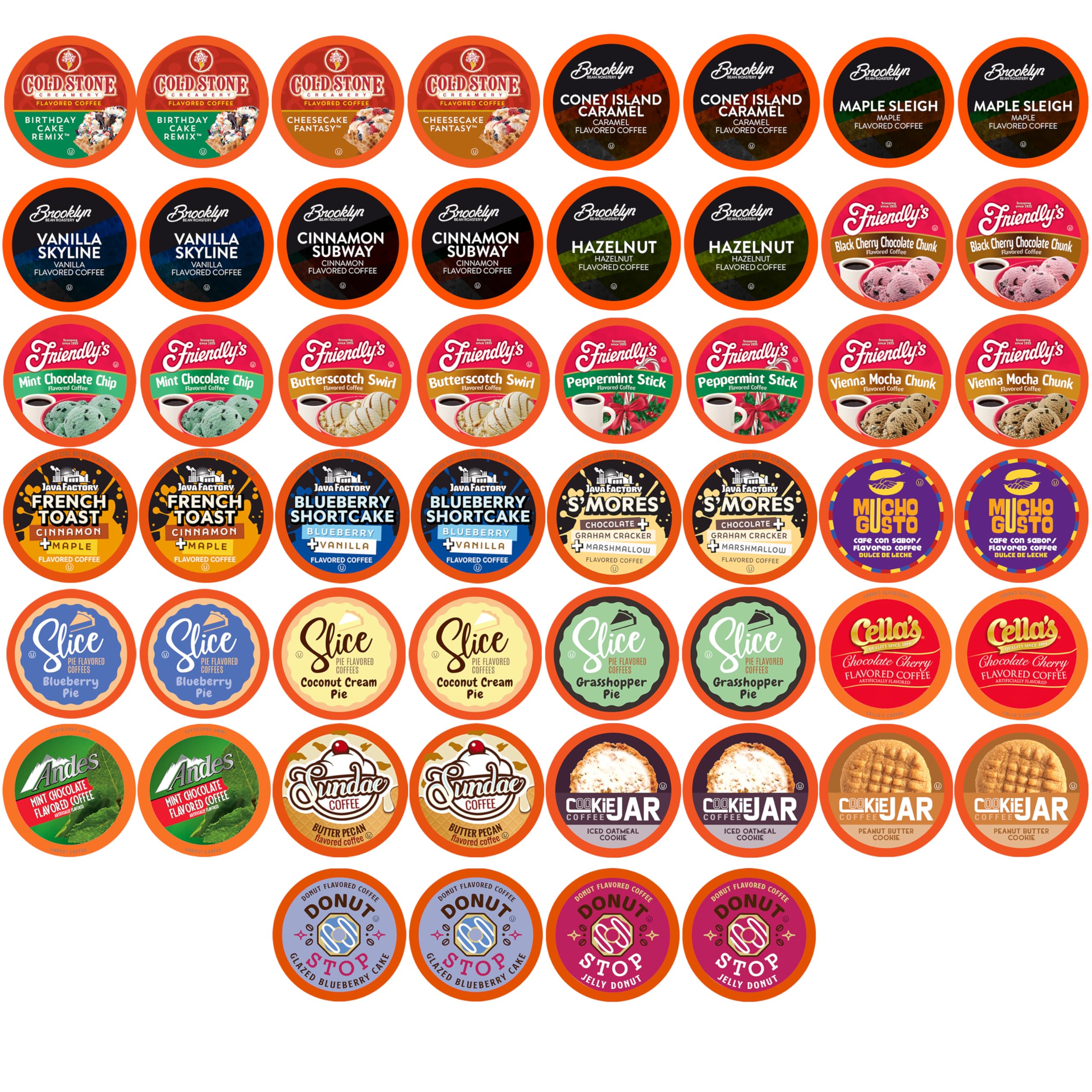 Flavored Coffee Pods Sampler Compatible with K Cup Brewers Including 2.0, Single Serve Variety Pack, Assorted, 52 Count