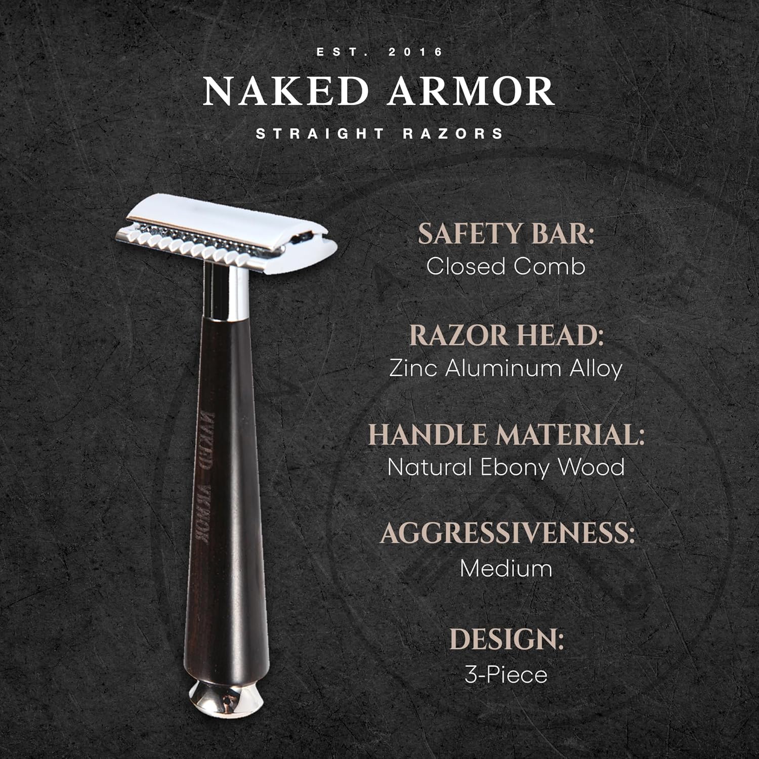 Complete Safety Razor Kit - Includes Ebony Wood Safety Razor, Closed Comb Double Edge Razor, Safety Razor Stand, Ebony Wood Shaving Brush, Organic Soap, Shaving Bowl, Shaving Kit For Men, Great Gift