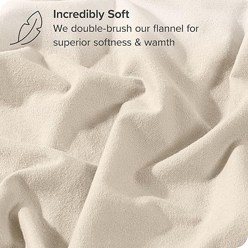 Miniatura 2 de Bare Home Sábana bajera ajustable de franela 100% algodón, aterciopelada suave y pesada, franela de doble cepillado, bolsillo profundo (Queen, arena)