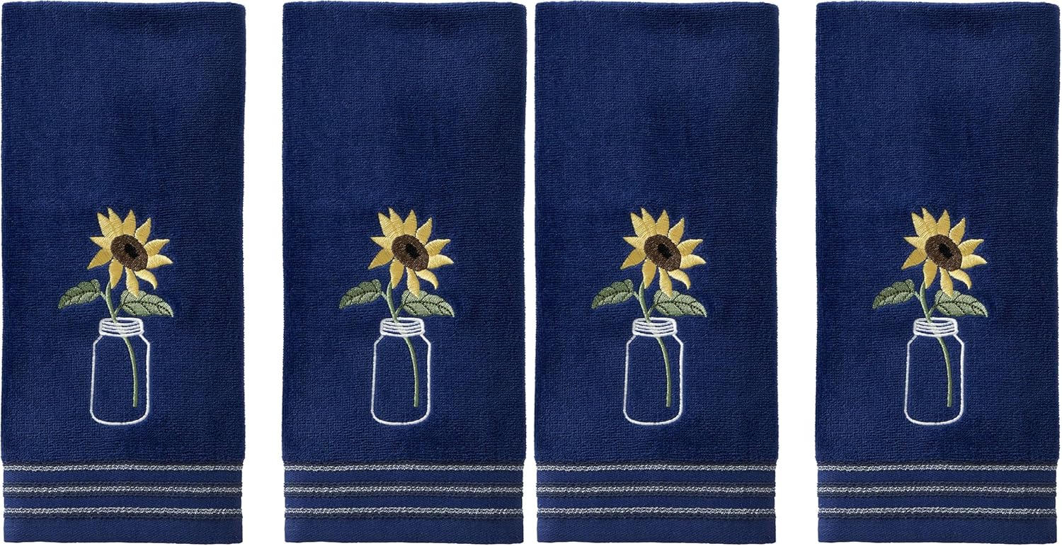 SKL Home Floral Jacquard Hand Towel Set, Moss Green, 2 Count (Pack of 6)