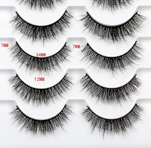 Miniatura 510 de Pooplunch Pestañas postizas de pelo de visón sintético, estilo de ojo de gato, paquete de pestañas postizas naturales esponjosas, paquete múltiple