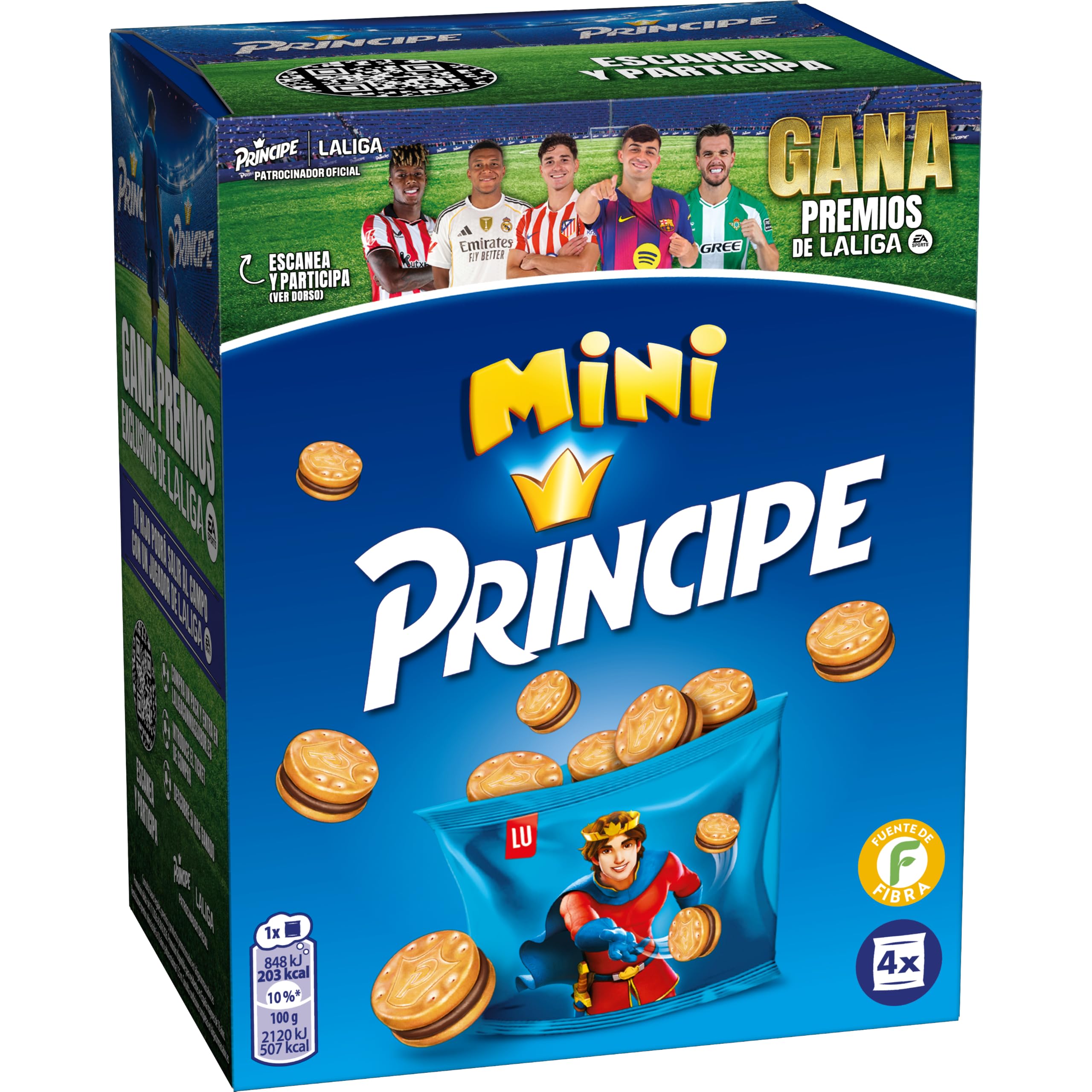 Príncipe Mini Galletas Sándwich Crema Chocolate con Leche Pack 4 x 40g