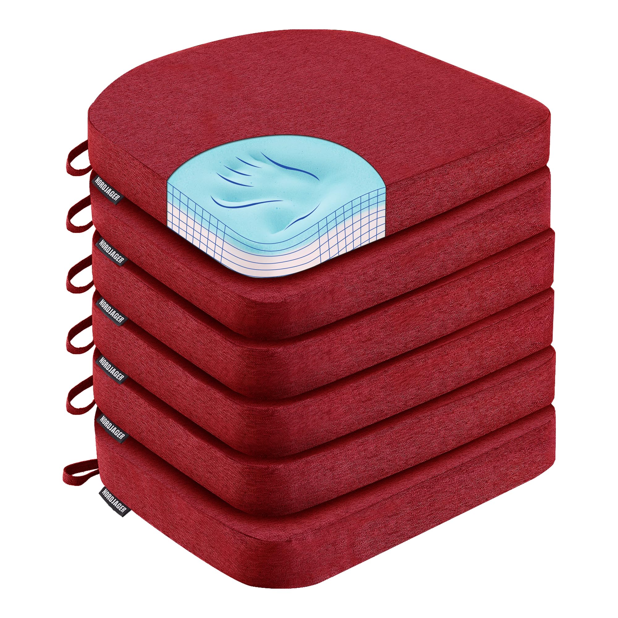 Nordjager Dining Chair Cushions Set of 6 Memory Foam Chair Cushion, Comfortable Dining Chair Pad Removable Slip Resistant Kitchen Chair Seat Cushion (