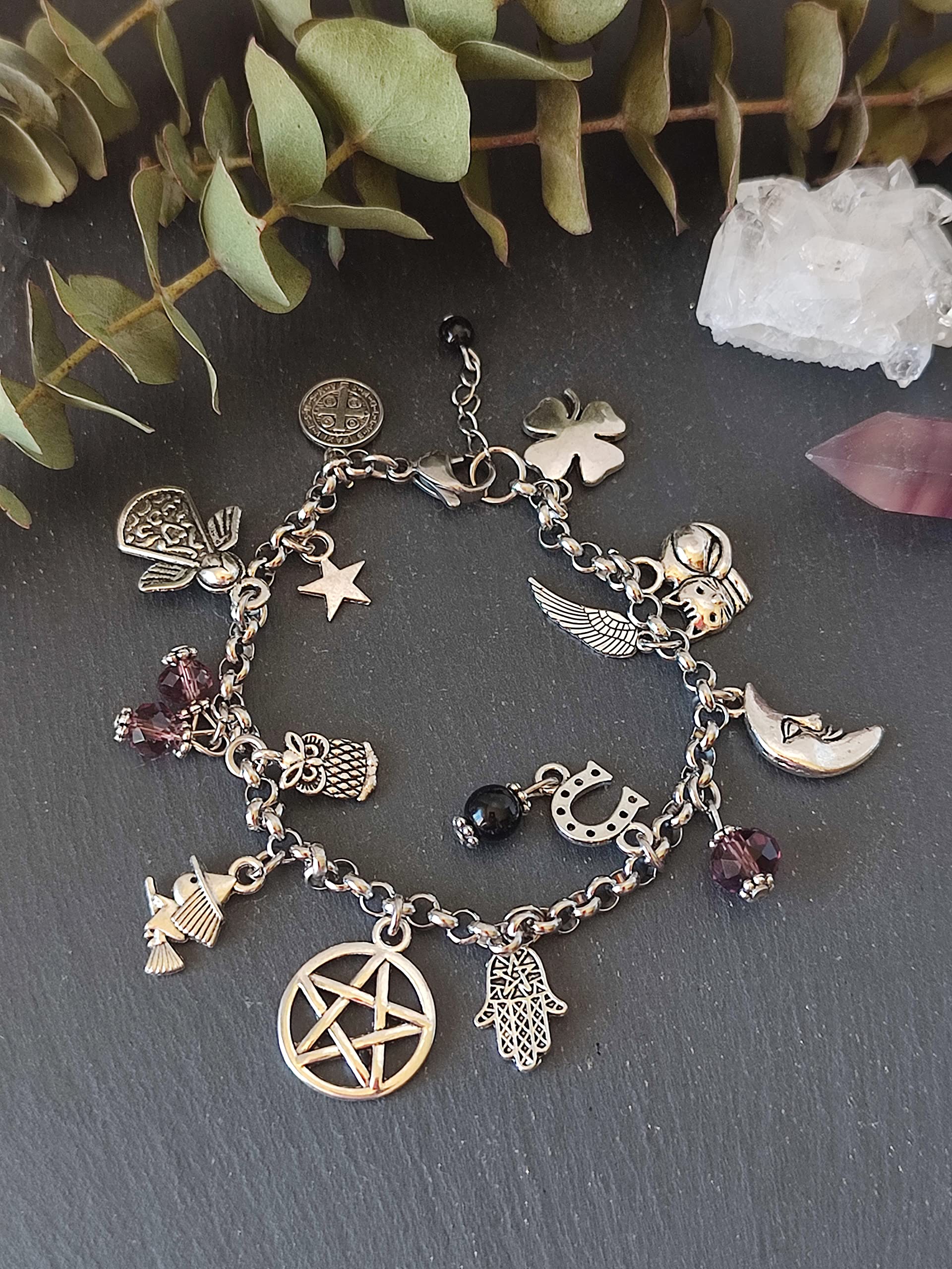 Simboliks Amuletos pulsera bruja protección mal de ojo y hechizos atraer buena suerte y fortuna brazalete witch Pulsera de Protección Wicca y Brujería Amuleto de Brujas y Talismán