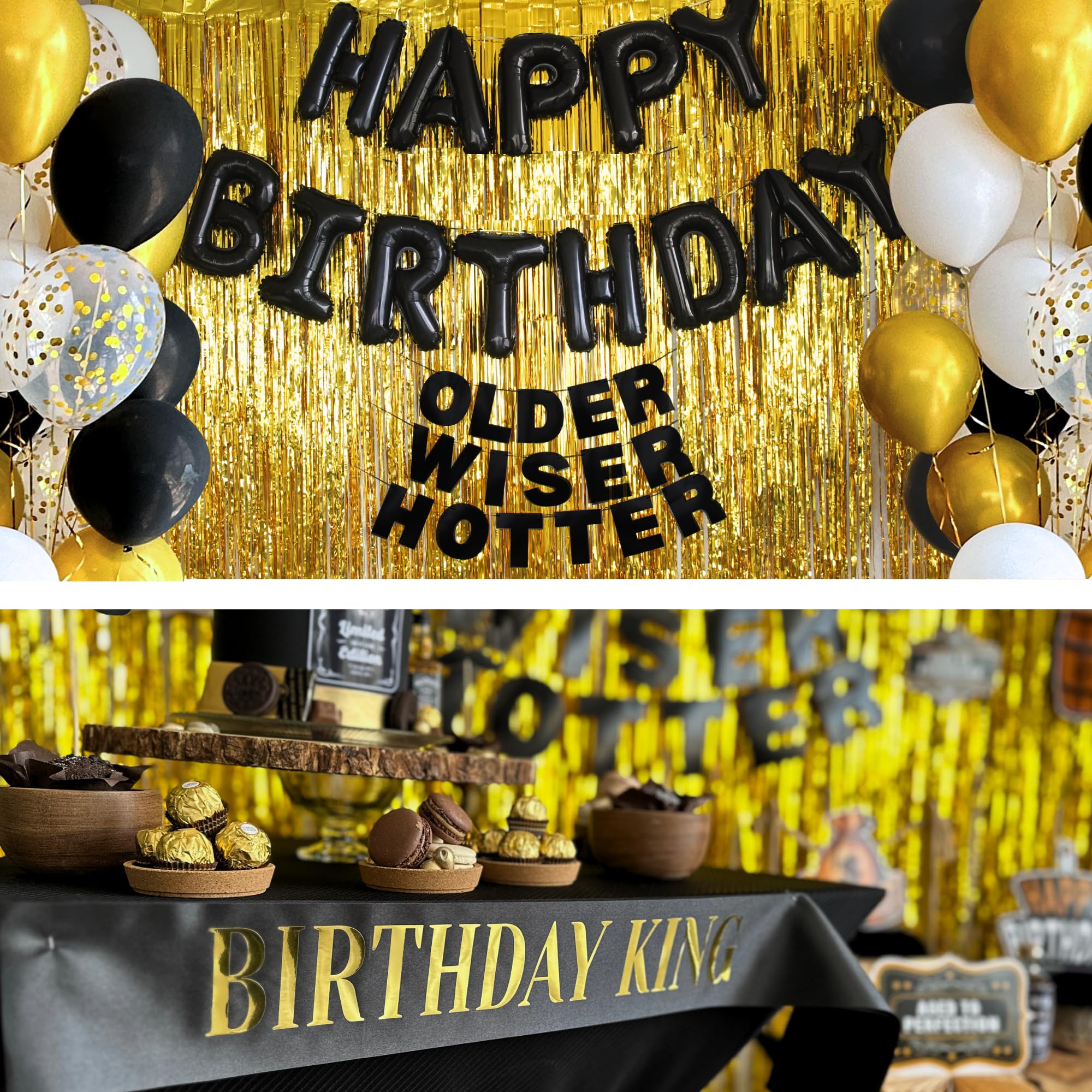 Snapklik.com : 76 Pc Happy Birthday Decorations For Men Black And Gold ...