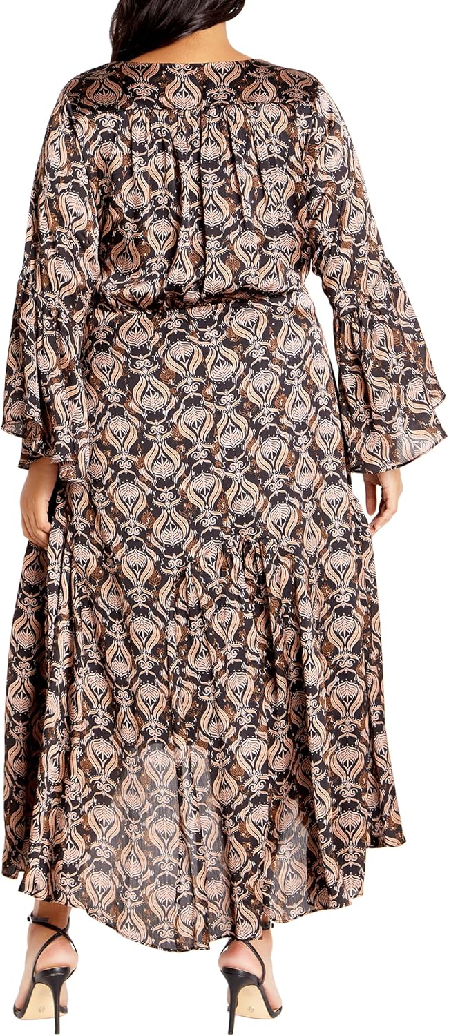 City Chic Womens Tie Front Fan Maxi Dress - Image 2