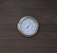 Vista 2 de Termómetro decorativo de pared de 8 pulgadas para interior o exterior., Acabado de bronce añejado