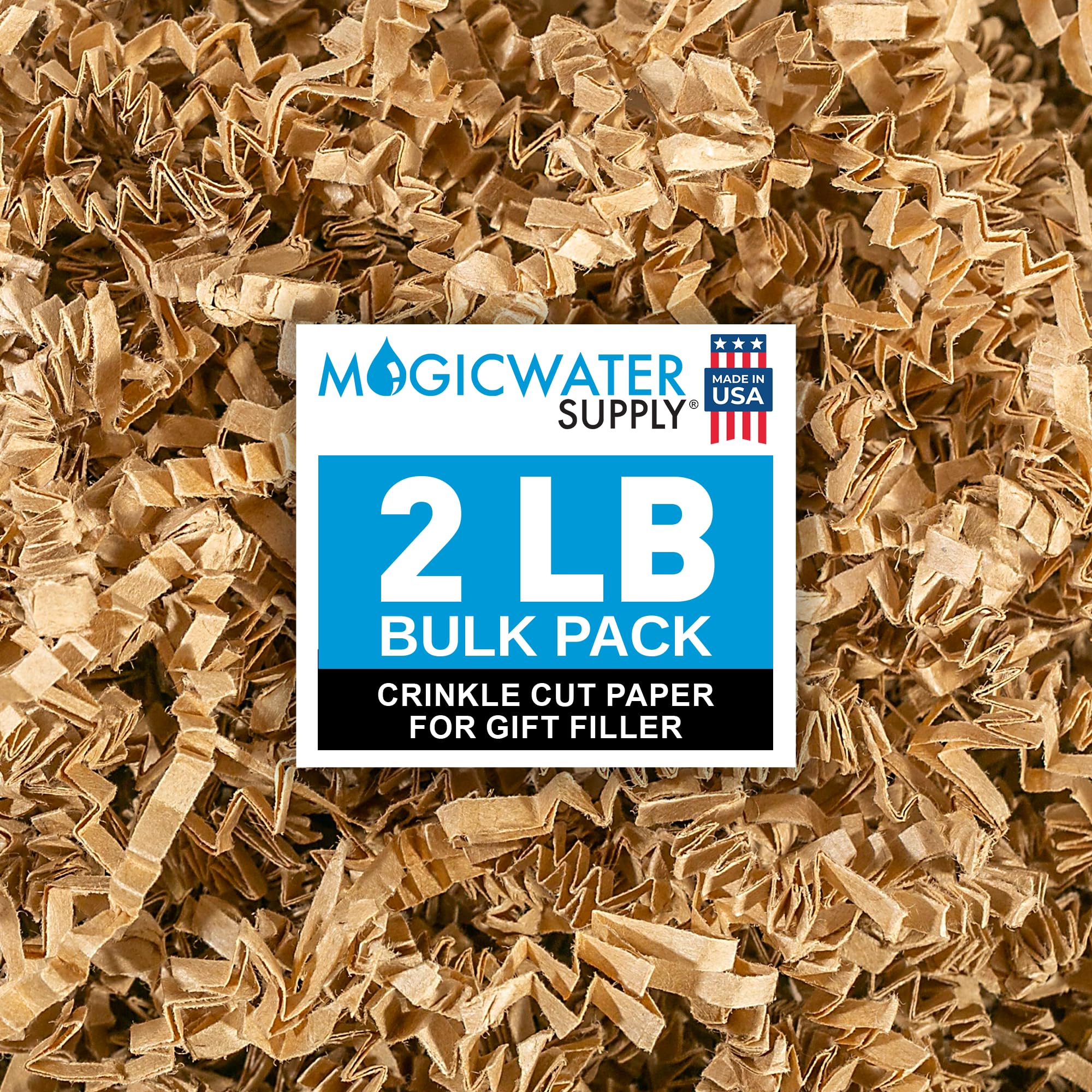 MagicWater Supply Crinkle Cut Paper Shredded Filler (2 lbs) for Gift Wrapping & Basket Filling, Kraft Paper Packing