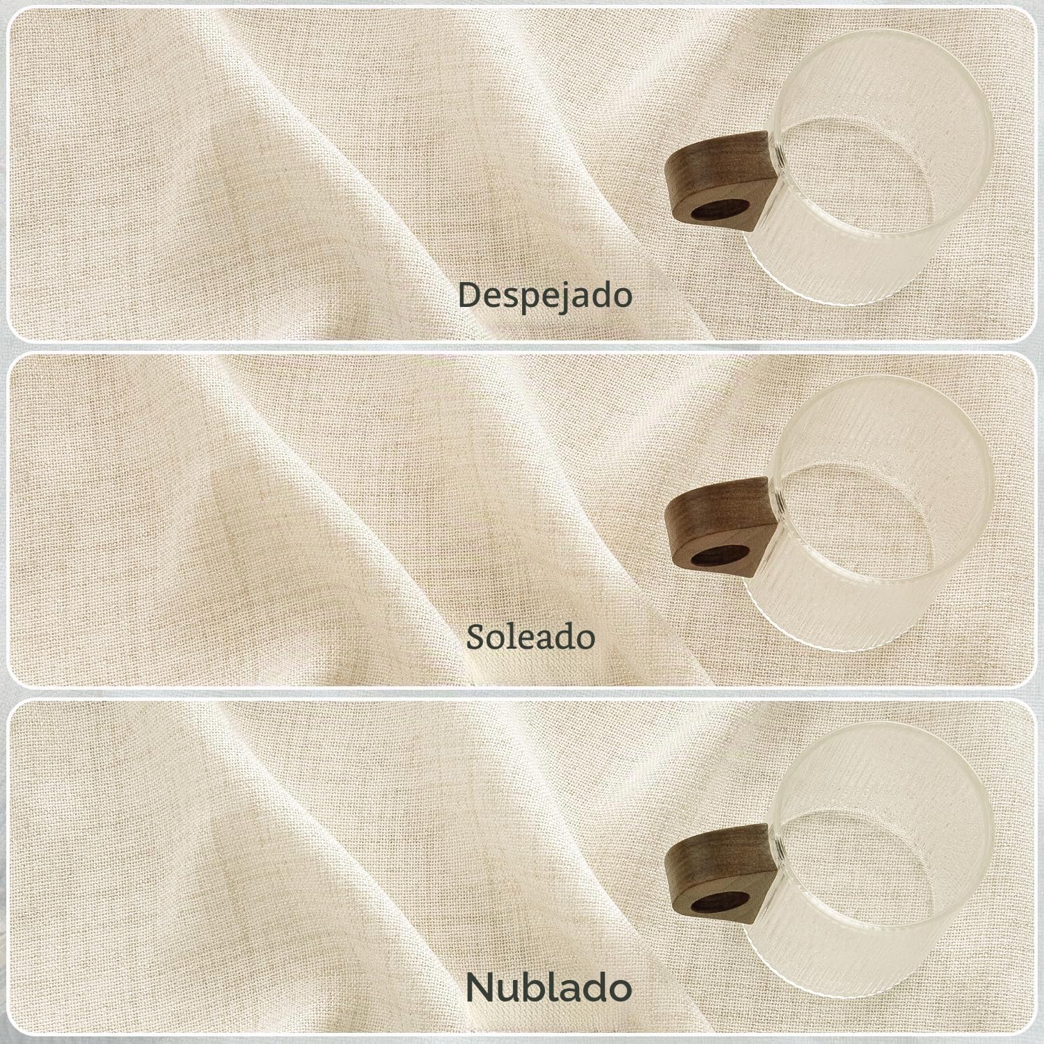 MIULEE Cortinas de Lino con Efecto de Anillos 2 Piezas Natural 140 x 245 cm