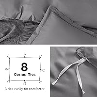 Vista 5 de Bedsure Fundas de edredón grises tamaño Queen, microfibra cepillada suave, 3 piezas con cierre de cremallera, 1 funda de edredón de 90 x 90 pulgadas