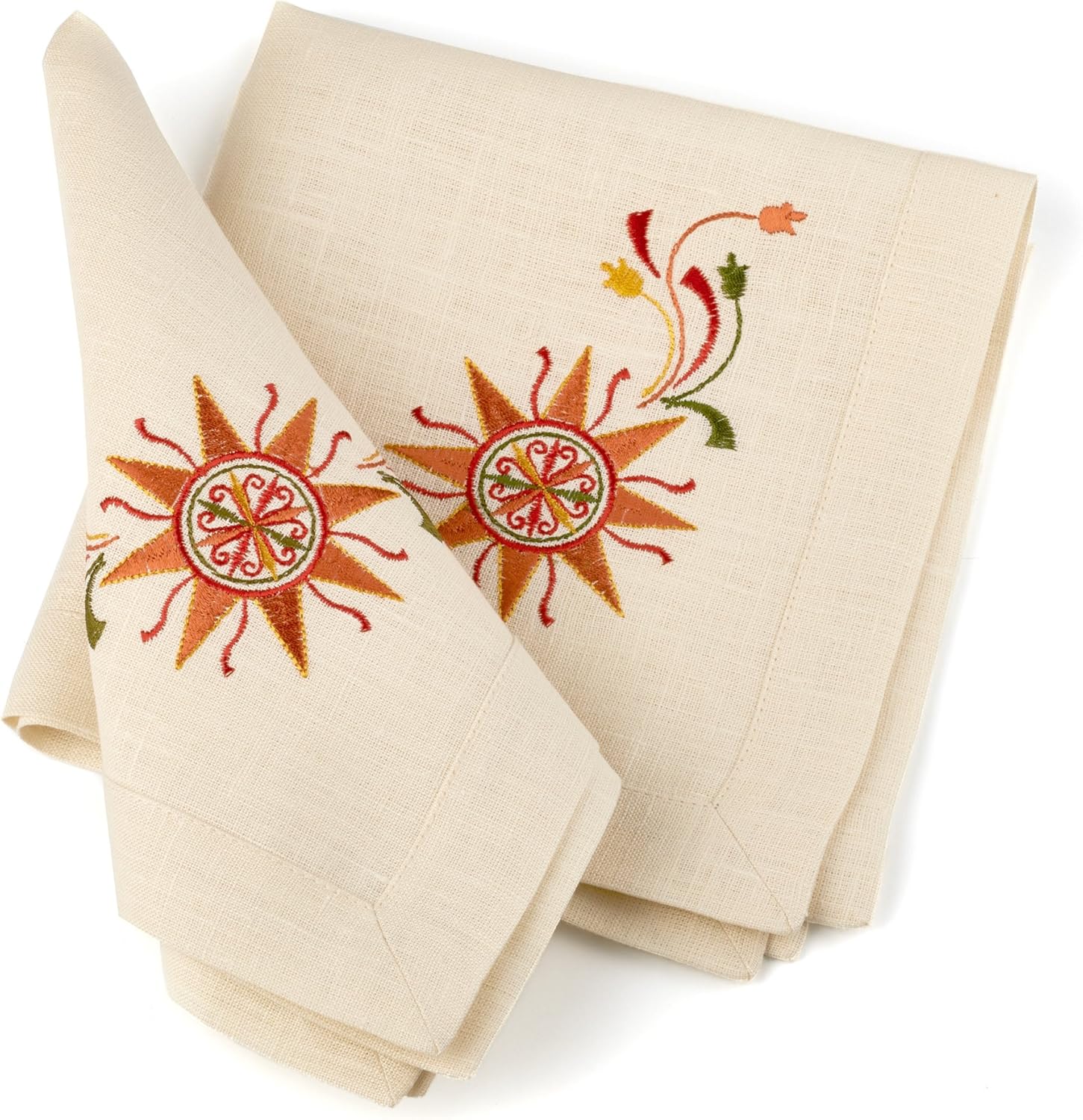 70% Off Discount Linen Christmas and New Year Table Napkins — Soft and Durable Cloth — Premium Quality — Eco-Friendly 100% Pure European Linen Fabric — Set of 4, 16 x 16 (Deers)
