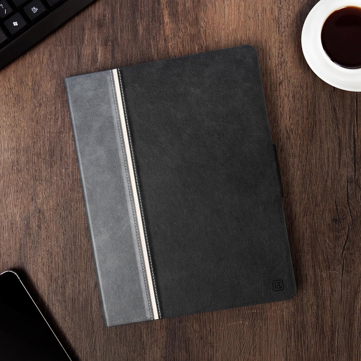 KingBlanc Case for iPad Pro 11-inch Case 4th/3rd/2nd Generation (2022/2021/2020) with Pencil Holder, Vegan Leather Bicolor Cover, Auto Sleep Wake, Apple Pencil 2. Charging, Multi-Angle Viewing, Black - Image 3