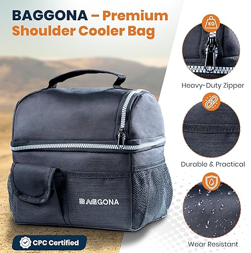 Miniatura 6 de Lonchera térmica para hombres y mujeres, a prueba de fugas, suave, con compartimentos, capacidad de 8.5 litros, duradera e impermeable para el