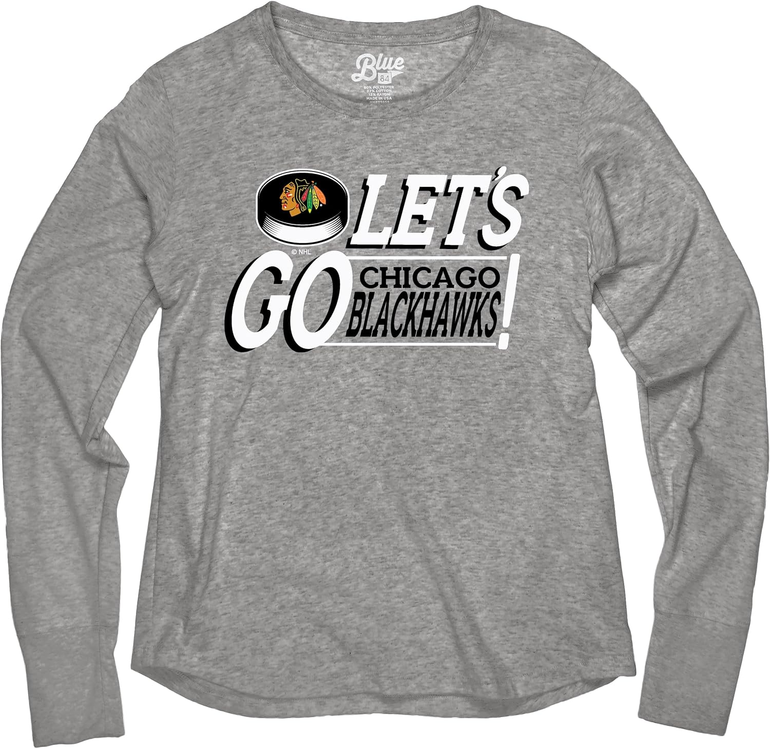 Blue 84 NHL Womens NHL Officially Licensed Women's Tri-Blend Long Sleeve T-Shirt Gray - Image 3