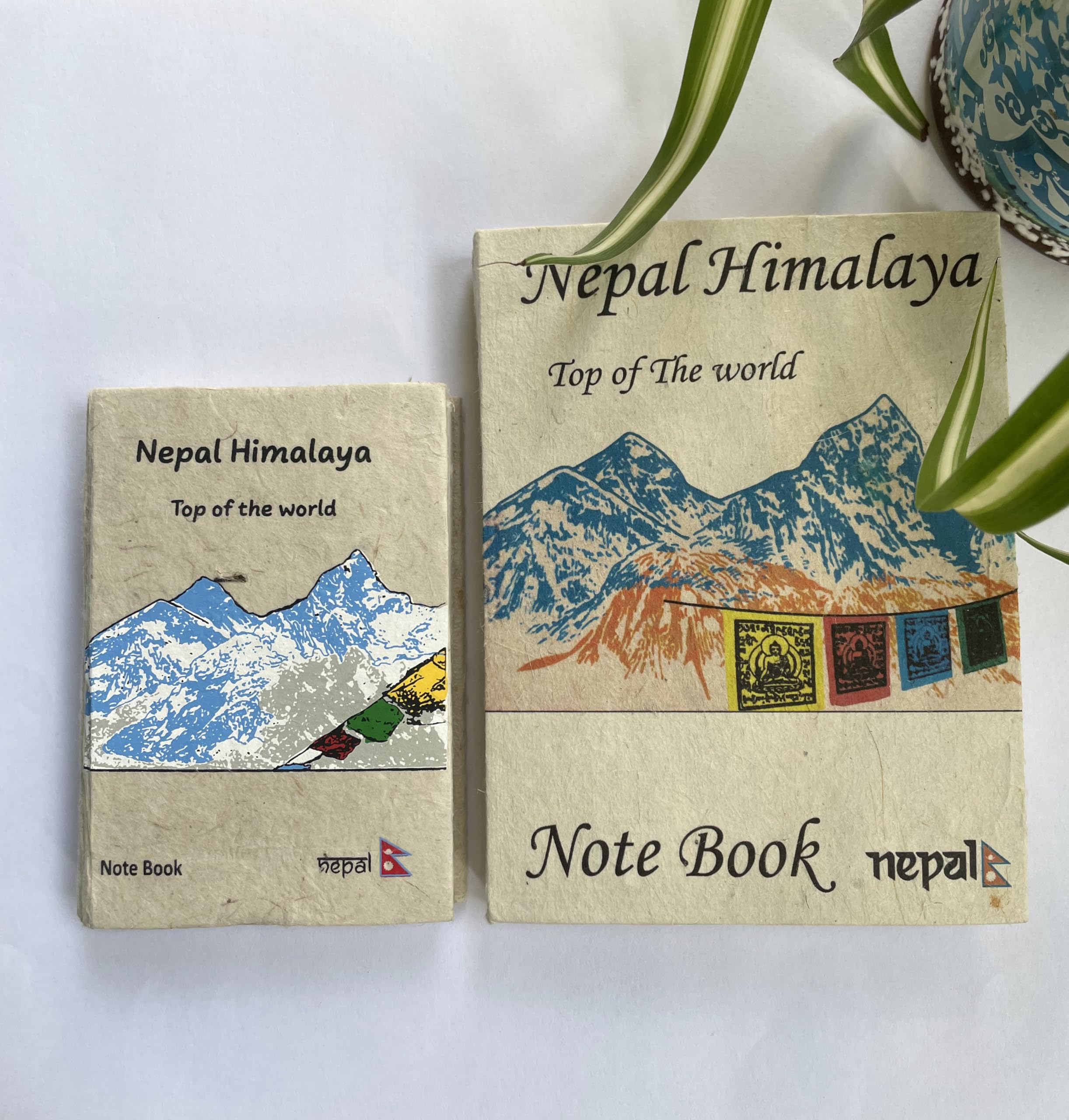 YISSEN RISEON Set of 2 Handicrafts Nepali Handmade Vintage Lokta Paper Journal Diary Notebook Planner, Made in the Himalayas of Nepal (Nepal Himalaya)