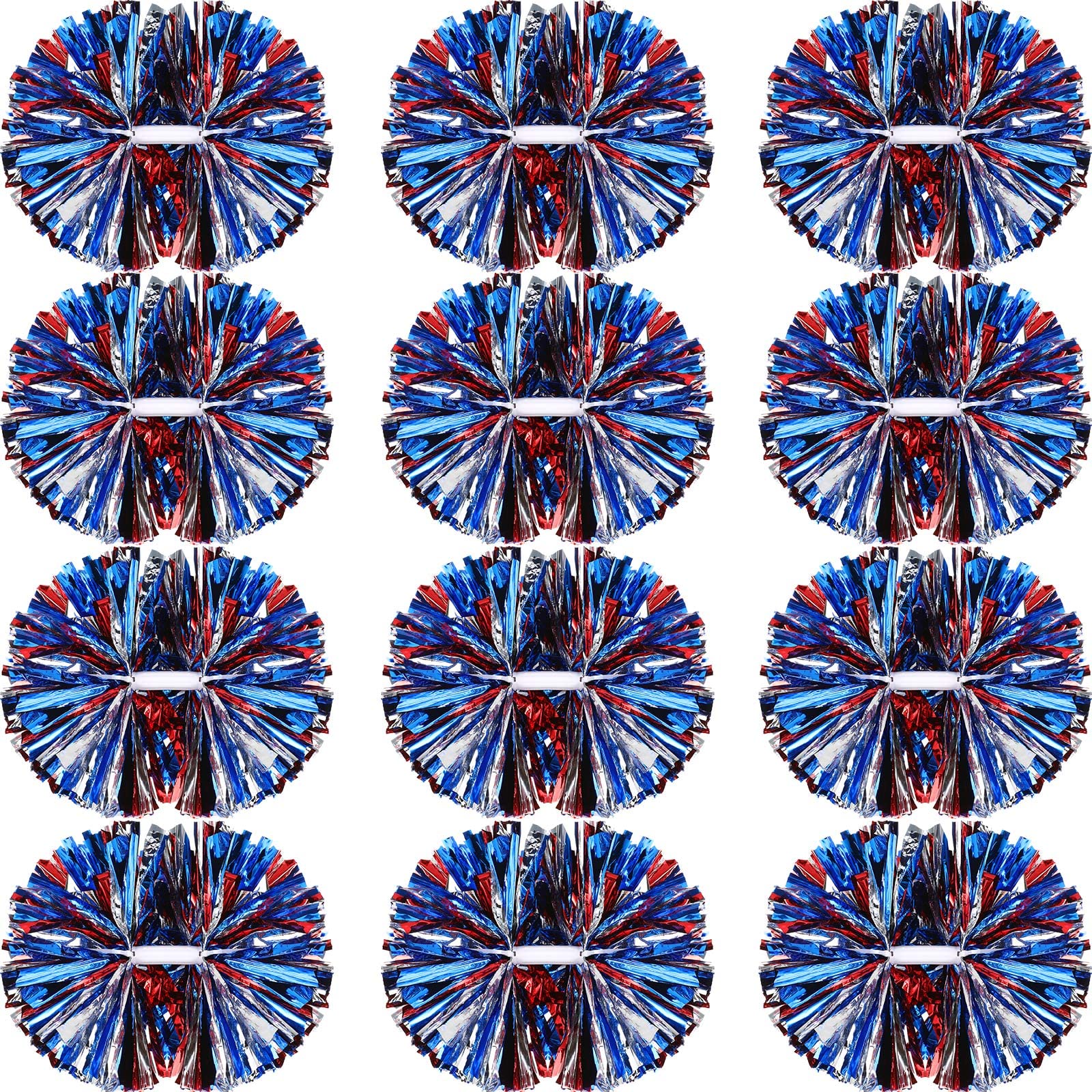 Hoteam Cheerleading Pom Poms Cheer Pompoms with Baton Handle Metallic Foil Pompoms for Adult for Team Sports Party Dance Cheering Squad Accessories,