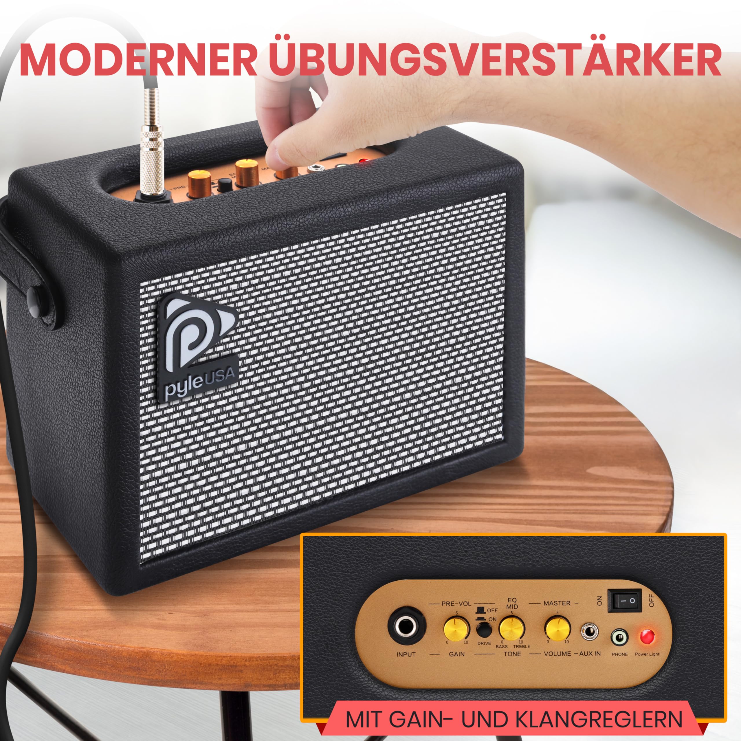 Pyle E Gitarre – Electric Guitar Set – E Gitarre Set mit Elektrische Gitarre, E-Gitarre Verstärker, Gitarren Tasche, Saiten, Gurt, Stimmgerät & Kabel, für Heavy Metal & Reisegitarre, Gitarre Schwarz