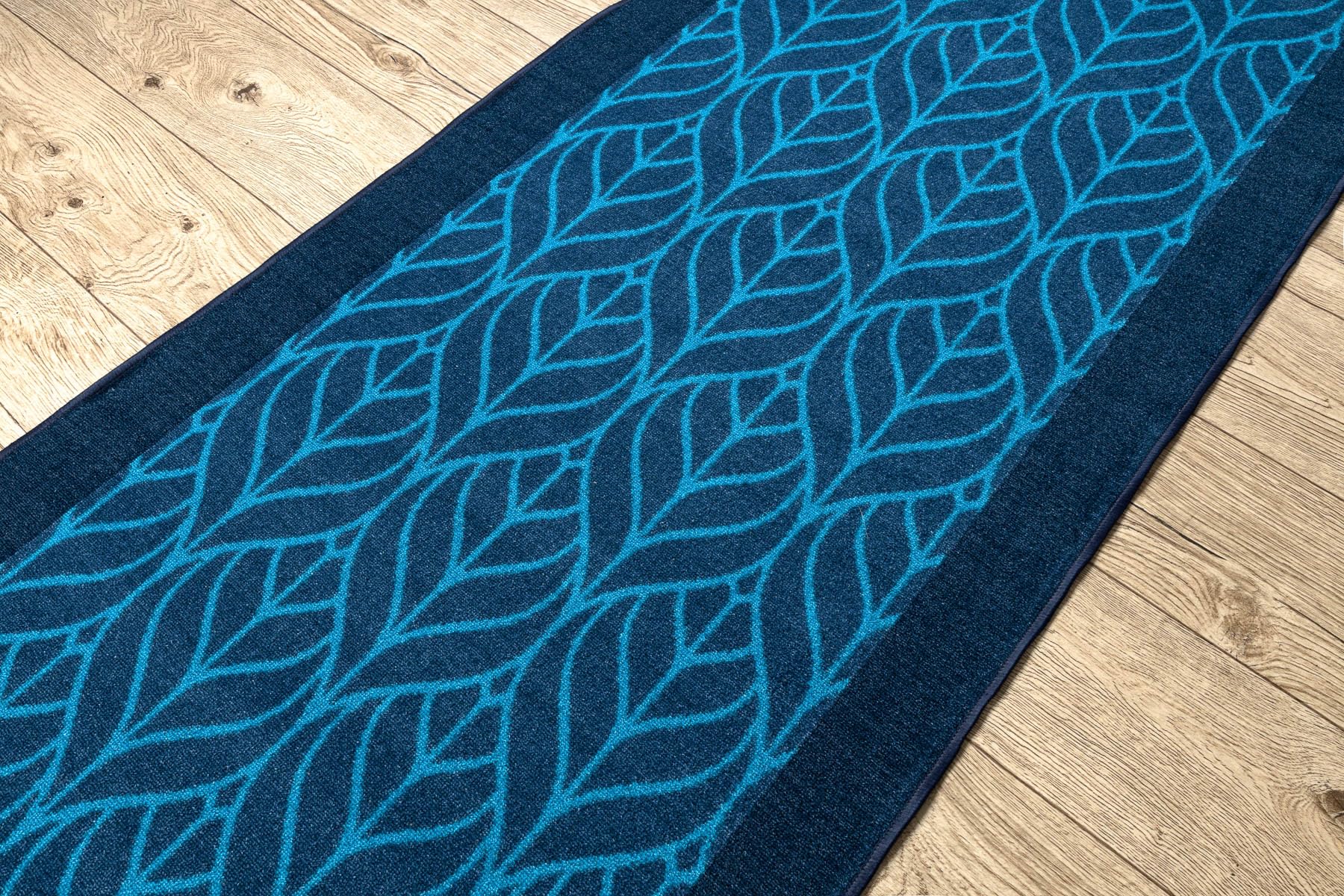 rugsx Alfombra de Pasillo Plumas de Pavo Real - Antideslizante, Moderna y Duradera, Ideal para Cocina, Pasillo y salón, Azul Marino 100x420 cm