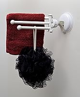 Vista 3 de Safe-er-Grip Changing Lifestyles Drip Dry Portable Drying Rack, White with 3 Movable Arms, Swing Arm Suction Cup Towel Bar, Bath Towel Rack Hanger
