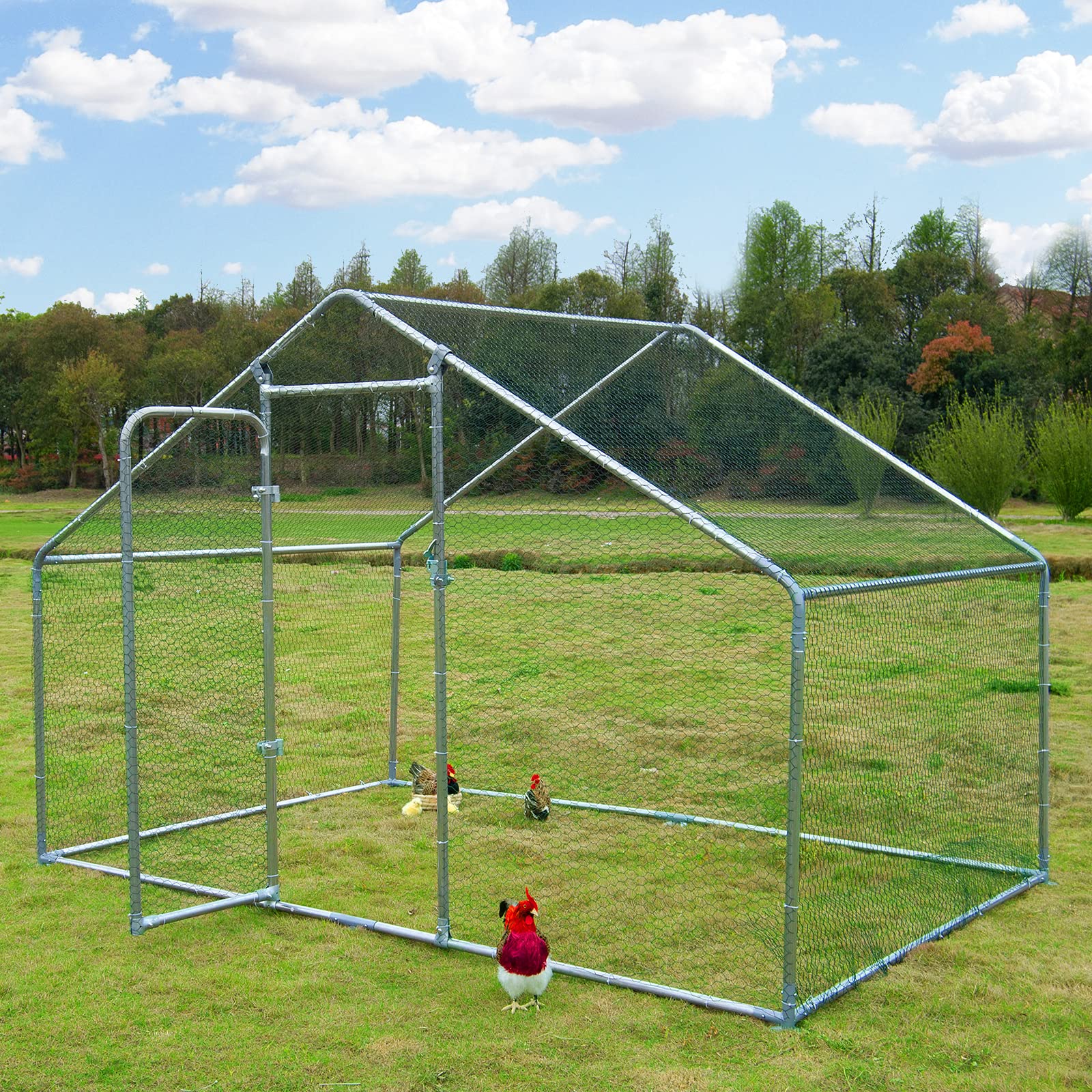 Large Metal Chicken Coop Walkin Poultry Cage Hen Run House Rabbits